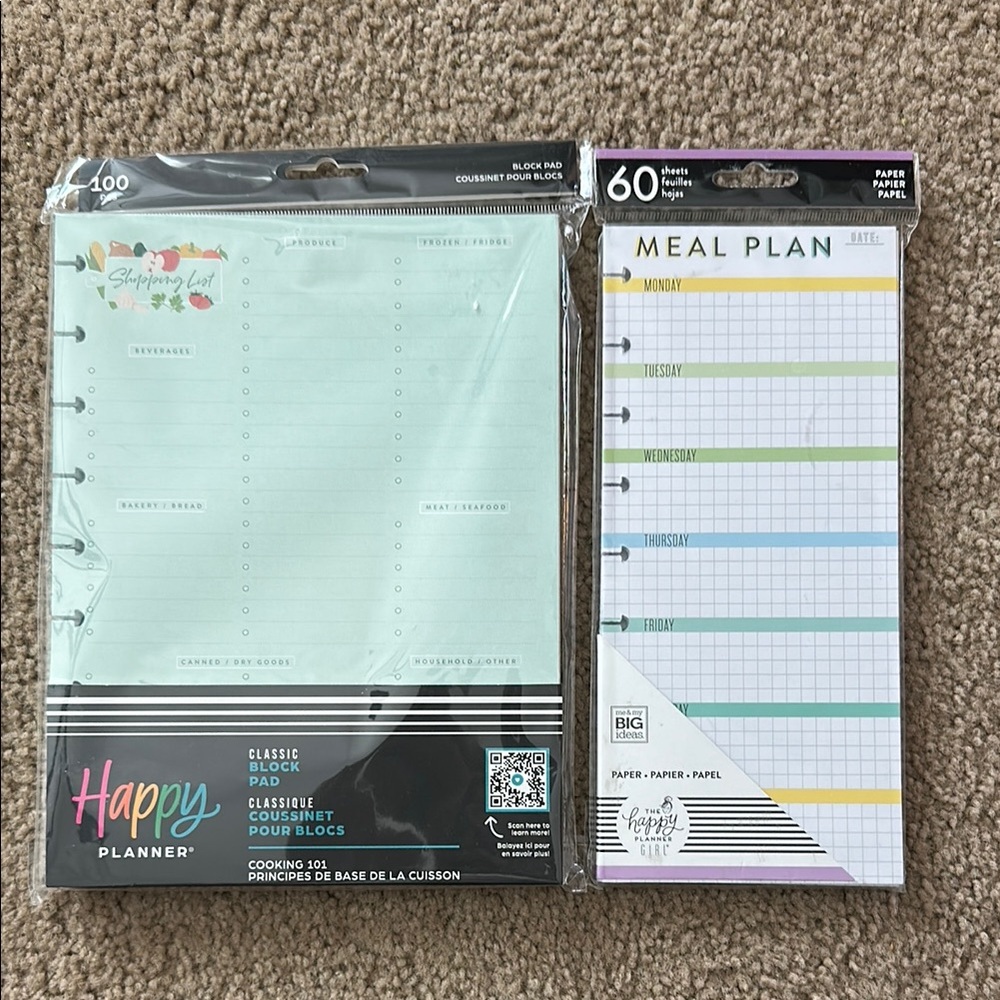 Happy Planner Classic Block Pad and Meal Plan Set